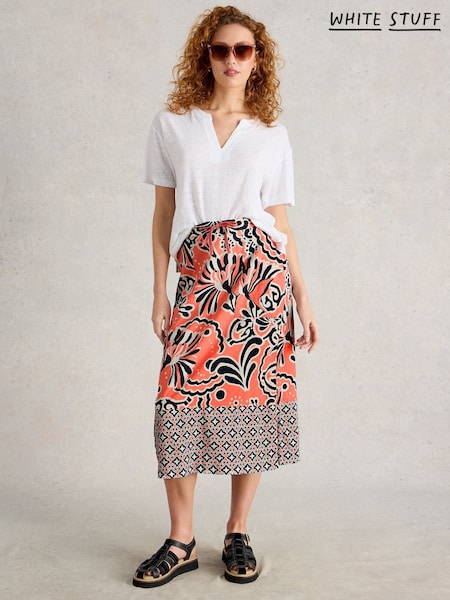 White Stuff Pink Elle Linen Blend Skirt (AN5649) | £65