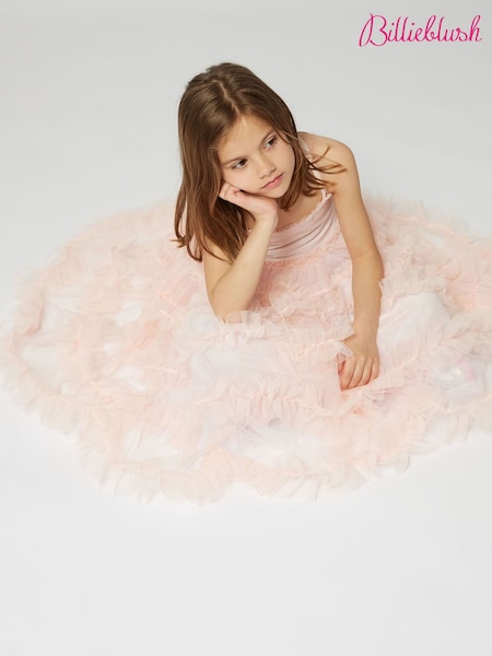 Billieblush Pink Mesh Tulle Longline Occaison Party Dress (AN5750) | £120