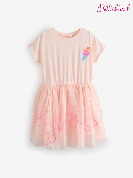 Billieblush Pink T-Shirt Dress With Tulle Mesh Skirt (AN5766) | £59