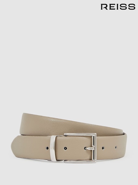 Reiss Stone/Dark Brown Ricky Leather Reversible Belt (AN5802) | £68