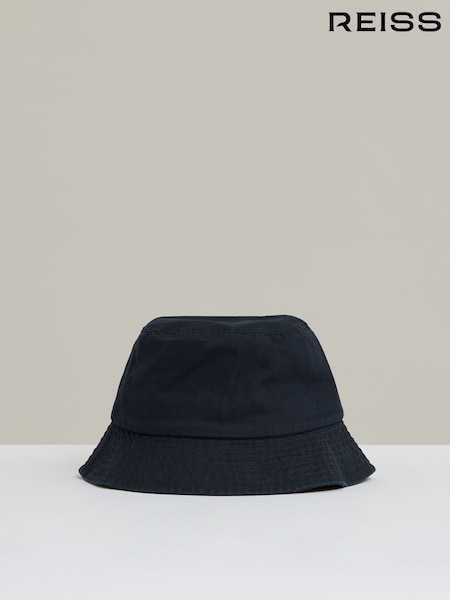 Reiss Navy Cyrus Cotton Logo-Embroidered Bucket Hat (AN5806) | £48