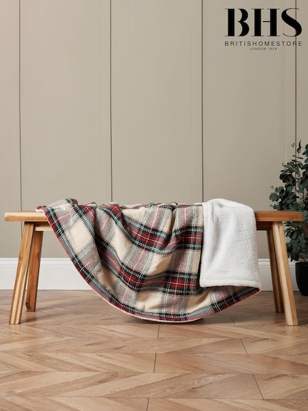 BHS Cotton Check Throw with Sherpa Back (AN5818) | £45