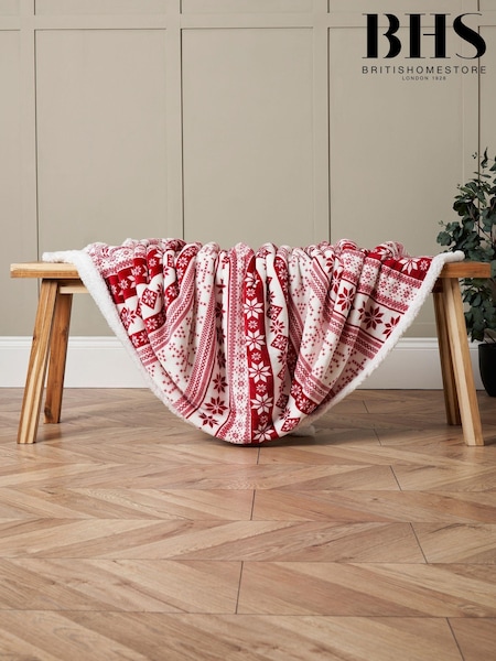 BHS Red Throw with Sherpa (AN5820) | £30
