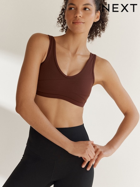 Chocolate Brown Wrap Front Sports Bra (AN5887) | £22