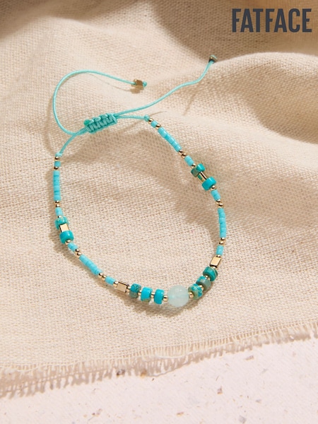 FatFace Turquoise Woven Beaded Adjustable Bracelet (AN5915) | £10.50