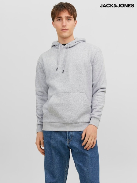 JACK & JONES Grey Relaxed Fit Plain Hoodie (AN5938) | £26
