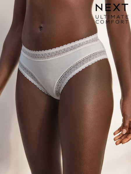 Cream Brazilian Ultimate Comfort Premium Lace & Micro Modal Knickers (AN5941) | £12