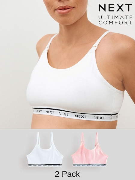 Pink/White Maternity Nursing Crop Ultimate Comfort Tops 2 Pack (AN5979) | £24
