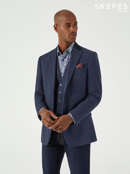 Skopes Blue Tailored Fit Tweed Effect Newsam Jacket (AN6010) | £119