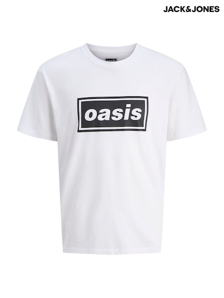 JACK & JONES White Oasis Graphic Print 100% Cotton T-Shirt (AN6293) | £28