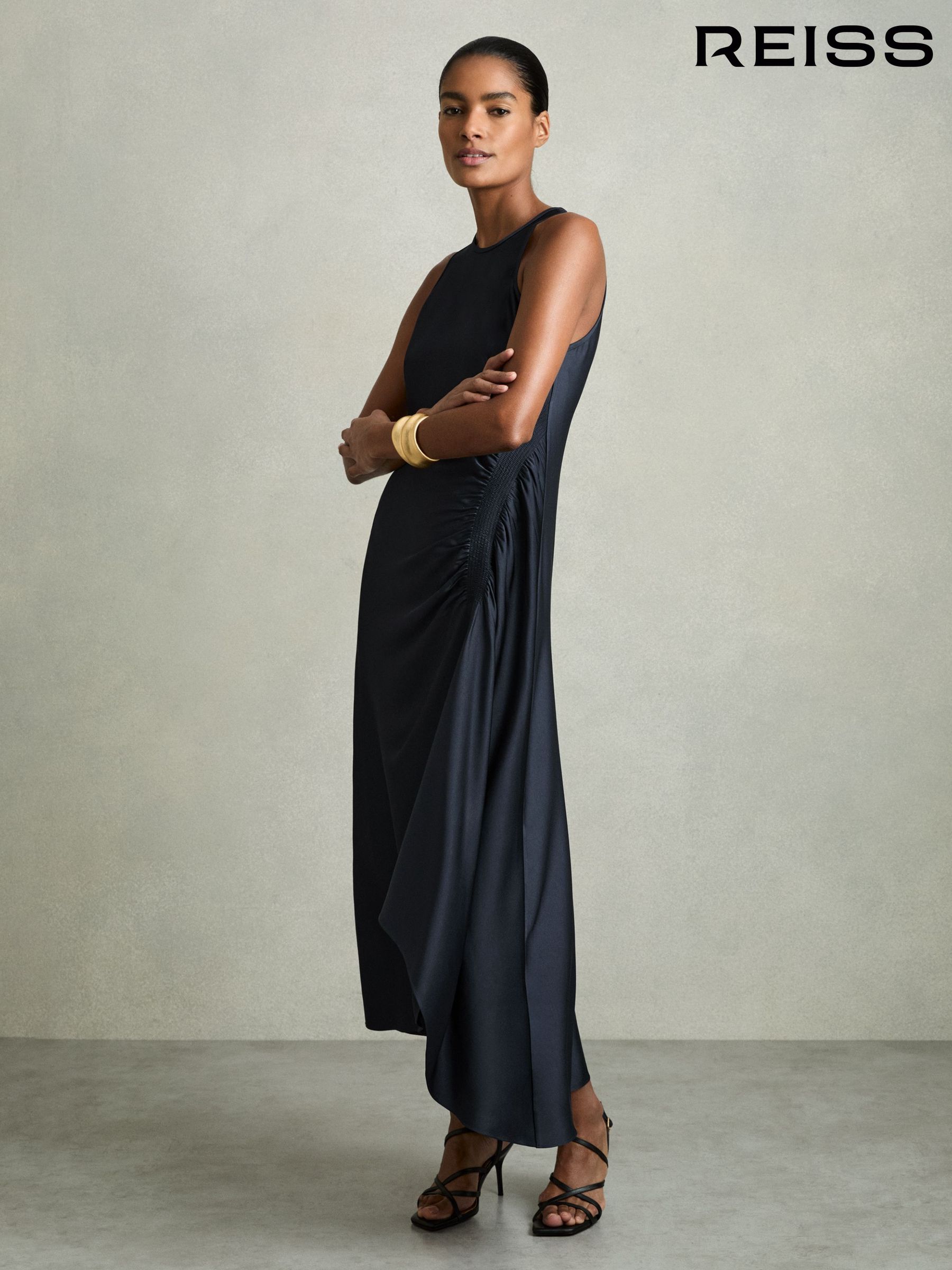 Buy Women's Midi Ruched Petite Sleeveless Dresses Online