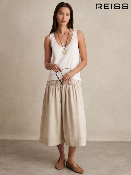 Reiss Ivory/Neutral Wren Layered Sleeveless Midi Dress (AN6328) | £130