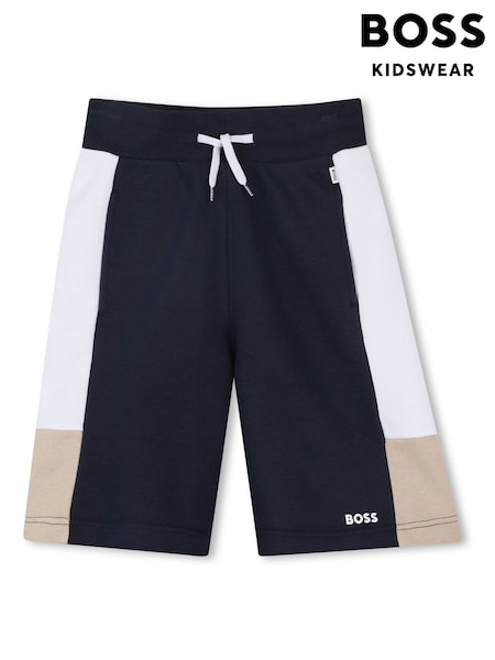 BOSS Blue Colourblock Panel Logo Jersey Shorts (AN6349) | £69