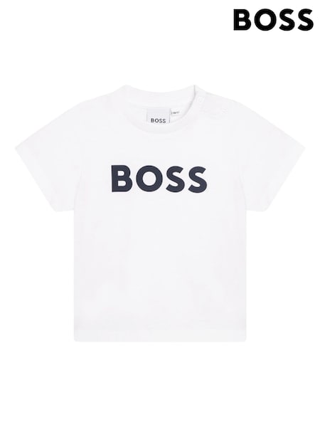 BOSS White Logo Baby Short Sleeve T-Shirt (AN6366) | £39