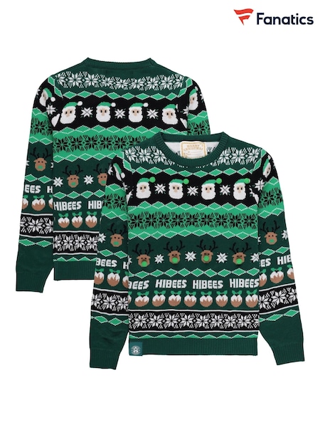 Fanatics Kids Green Hibernian Fairisle Pattern Christmas Jumper (AN6381) | £16