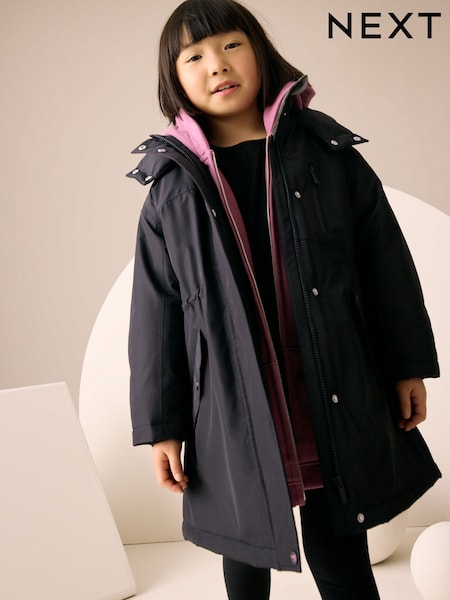 Black Waterproof Padded Coat (3-16yrs) (AN6425) | £36 - £46