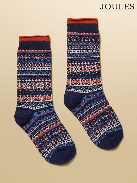Joules Kids' Wader Navy Fair Isle Welly Socks (AN6468) | £6.95