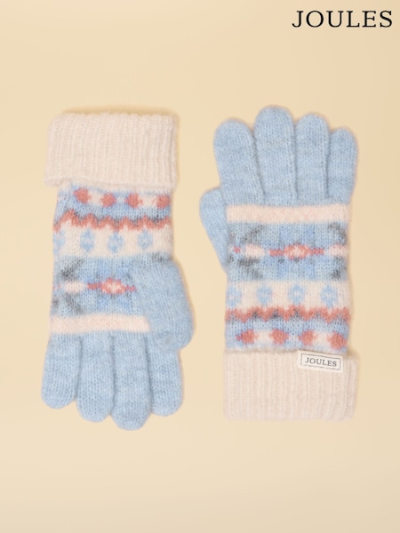Joules Kids' Riley Blue & Pink Fair Isle Gloves (AN6485) | £12.95