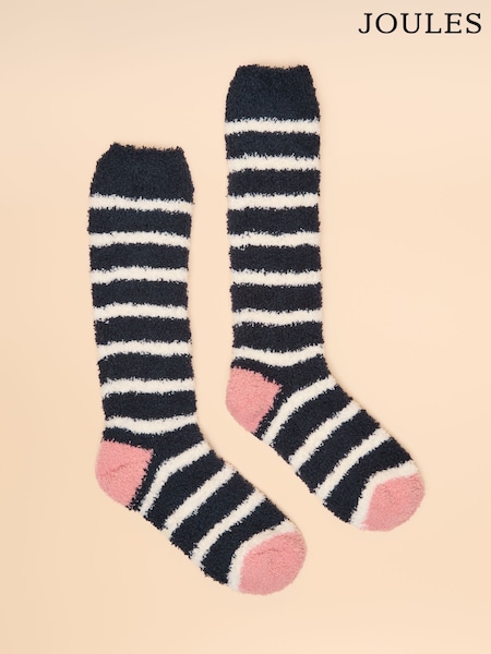 Joules Fluffy Navy Stripe Fluffy Socks (AN6487) | £9.95