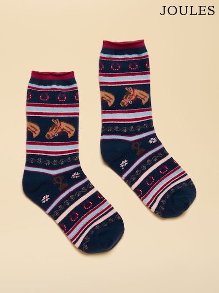 Joules Willow Cosy Navy Fairisle Socks (AN6495) | £9.95