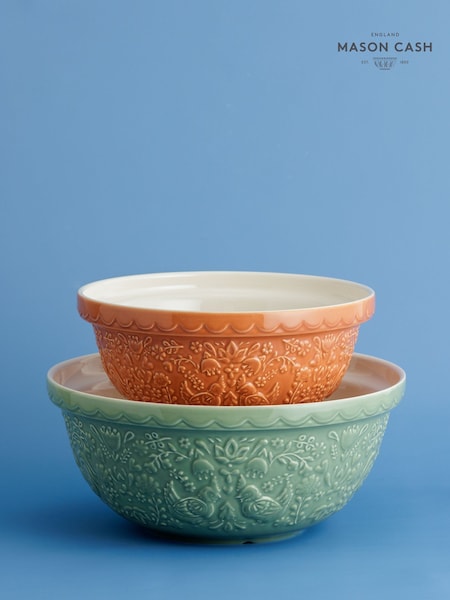 Mason Cash Green and Orange Home to Roost Large and Medium Mixing Bowl Set (AN6507) | £69