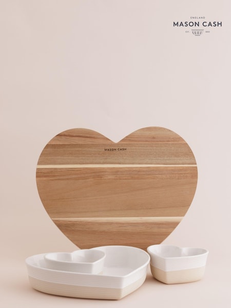 Mason Cash 4 Piece Cream Heart Rustic Charm Serving Set (AN6514) | £55