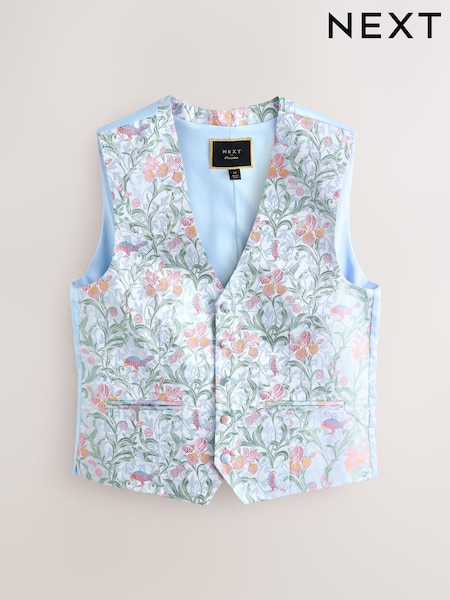 Light Blue Regular Fit Occasion Waistcoat (AN6550) | £55