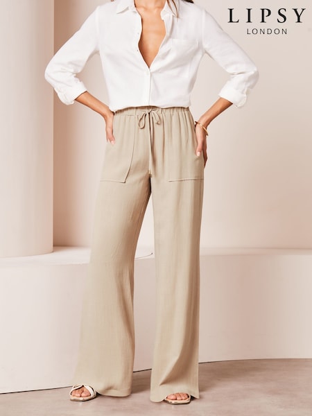 Lipsy Cream Wide Leg Trousers (AN6737) | £34
