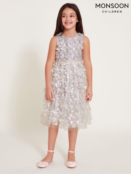 Monsoon Purple Luella Iridescent 3D Butterfly Dress (AN6852) | £65 - £75