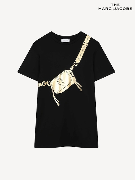 Marc Jacobs Black Logo Cross-Body Bag Print T-Shirt Dress (AN6870) | £85