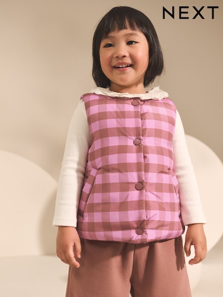 Pink Check Print Gilet (3mths-7yrs) (AN6991) | £20 - £24