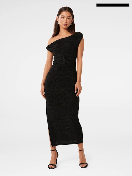 Forever New Black Georgie Glitter Jersey Midi Dress (AN7008) | £110