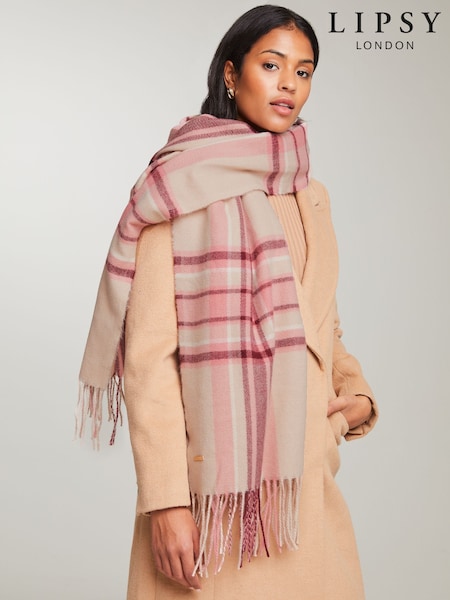 Lipsy Pink Super Soft Midweight Printed Scarf (AN7148) | £20
