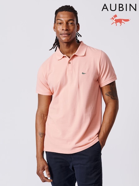 Aubin Pink Marcel Pique 100% Cotton Polo Shirt (AN7166) | £55