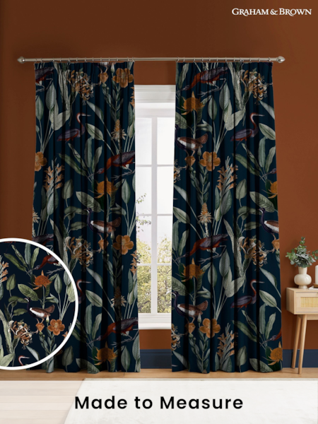 Graham & Brown Navy Blue Glasshouse Made to Measure Curtains (AN7181) | £119