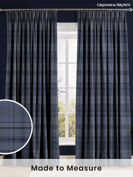 Graham & Brown Blue Heritage Plaid Made to Measure 100% Cotton Curtains (AN7184) | £119