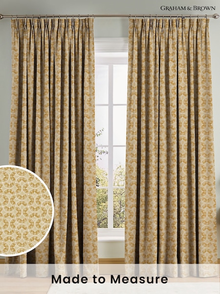 Graham & Brown Ochre Yellow Hopwood Cottage Made to Measure Curtains (AN7186) | £119