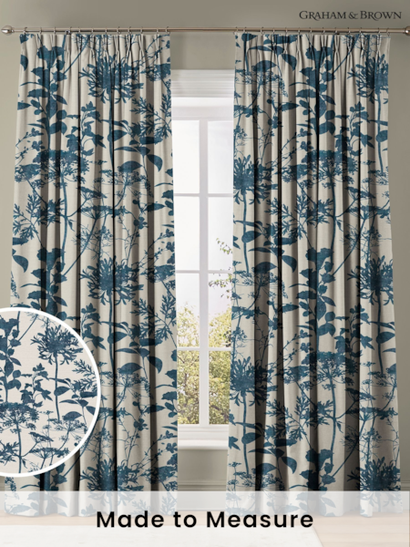Graham & Brown Ink Blue Esther Made to Measure Curtains (AN7189) | £119