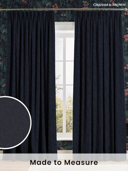 Graham & Brown Midnight Blue Organdy Silk Made to Measure Curtains (AN7193) | £119