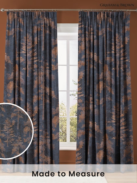 Graham & Brown Bark Blue Norse Forest Made to Measure Curtains (AN7194) | £119