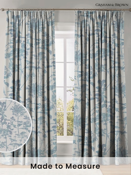 Graham & Brown Breathe Blue Esther Made to Measure Curtains (AN7199) | £119