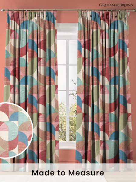 Graham & Brown Red Carnival Stitch Craze Made to Measure Curtains (AN7202) | £119