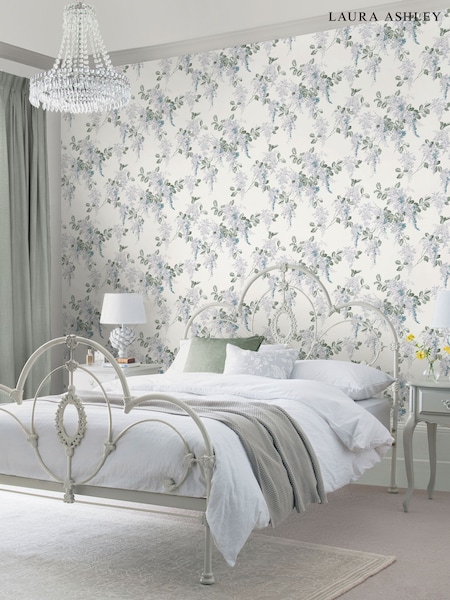 Laura Ashley White Mirabelle 10M Wallpaper (AN7217) | £48