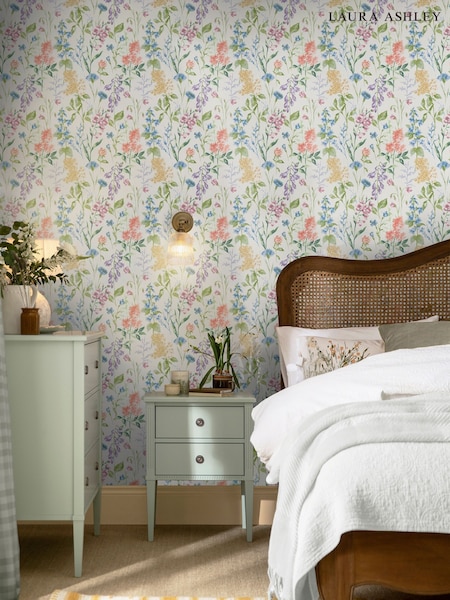 Laura Ashley White Elston Garden 10M Wallpaper (AN7219) | £48