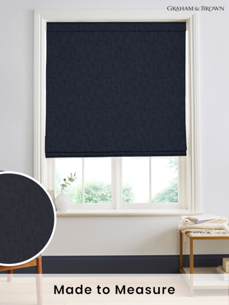 Graham & Brown Midnight Blue Organdy Silk Made to Measure 100% Cotton Roman Blind (AN7234) | £99