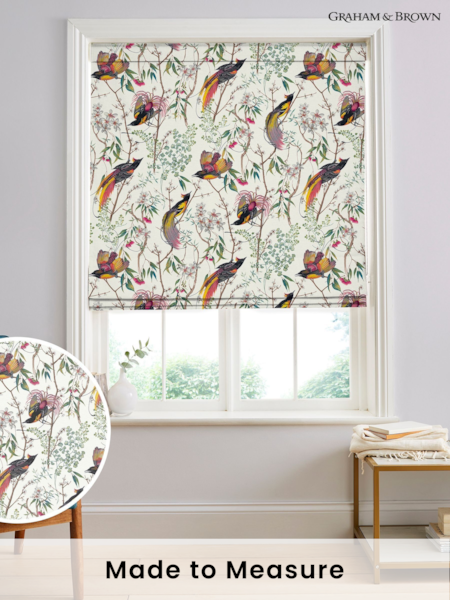 Graham & Brown Blue Clavering Birds Made to Measure 100% Cotton Roman Blind (AN7238) | £99