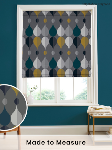 Graham & Brown Slate Grey Coronation Craze Made to Measure 100% Cotton Roman Blind (AN7240) | £99