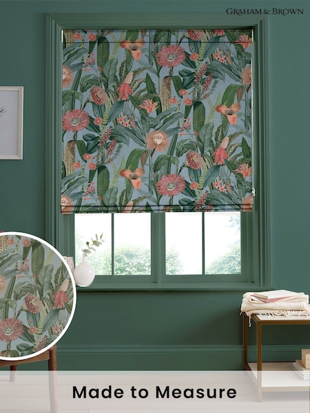 Graham & Brown Sky Blue Tigerlily Made to Measure 100% Cotton Roman Blind (AN7241) | £99