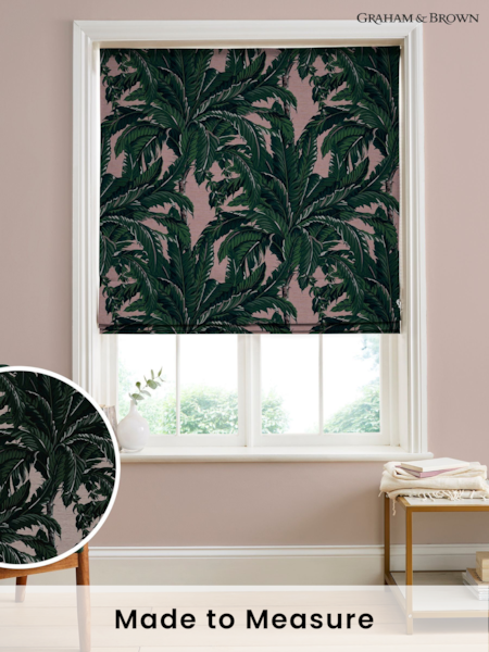 Graham & Brown Blush Pink Daintree Made to Measure 100% Cotton Roman Blind (AN7245) | £99