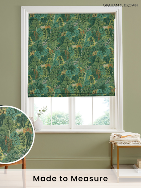 Graham & Brown Emerald Green New Eden Made to Measure 100% Cotton Roman Blind (AN7248) | £99